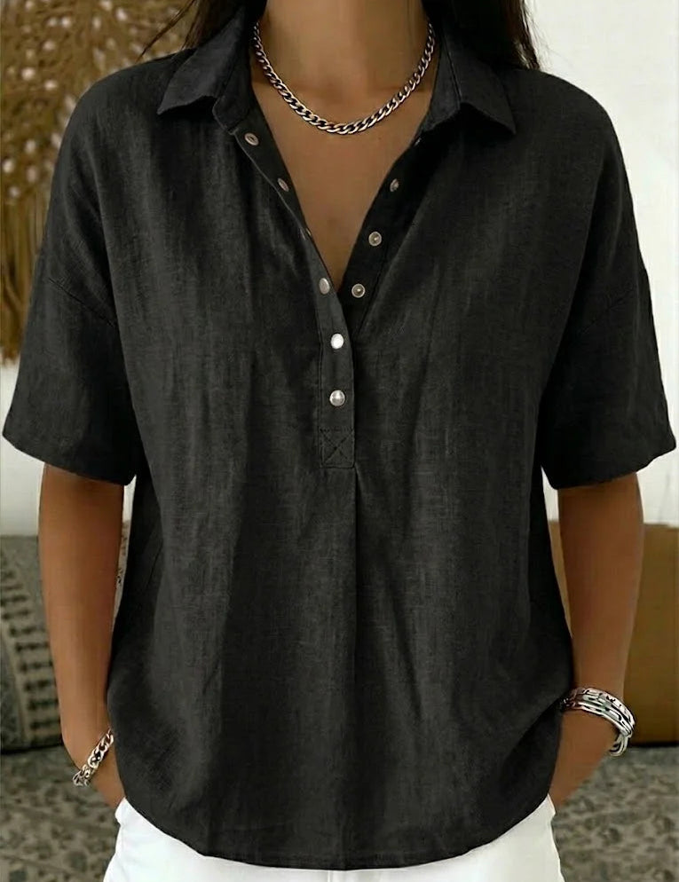 Margot Ellison | Linen Button-Up Collar Shirt For Women