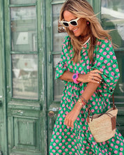 Claudine Roséval | Green Floral Print Maxi Dress