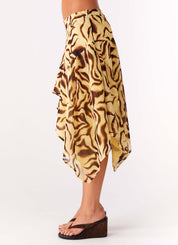 Isabella Rossi | Asymmetrical Animal Print Midi Skirt For Women