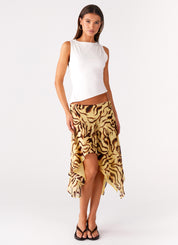 Isabella Rossi | Asymmetrical Animal Print Midi Skirt For Women