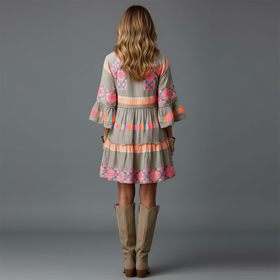 Genevra Lassalle | Boho Bell Sleeve Mini Dress For Women
