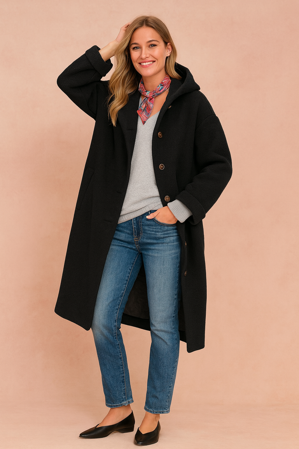 Sophie Laurent | Hooded Longline Coat For Women