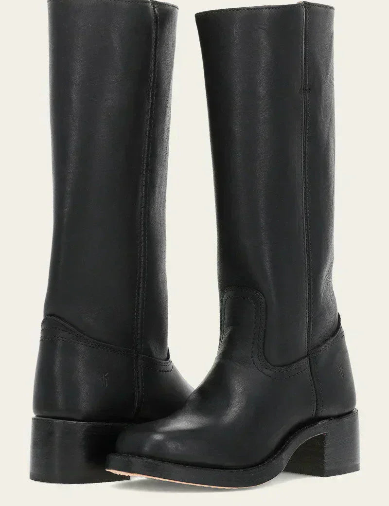 Arabella Stonebridge | Dark Brown Knee-High Leather Boots Slim Fit