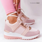 Seraphine Caldwell | Women's Orthopedic Wedge Sneakers in Beige