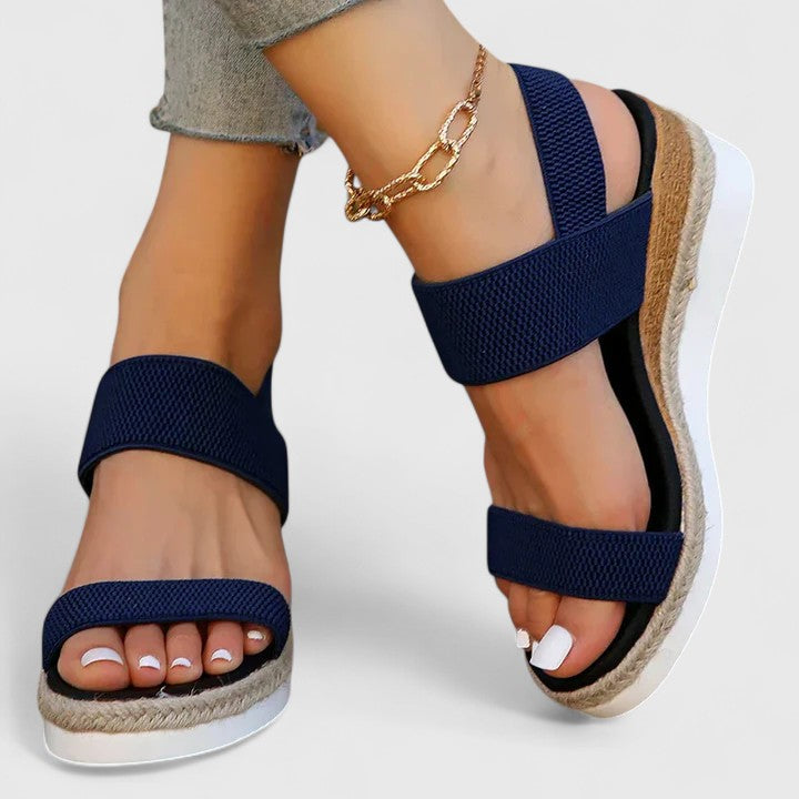 Vivienne Caldecrost | Black Espadrille Wedge Orthopedic Sandals