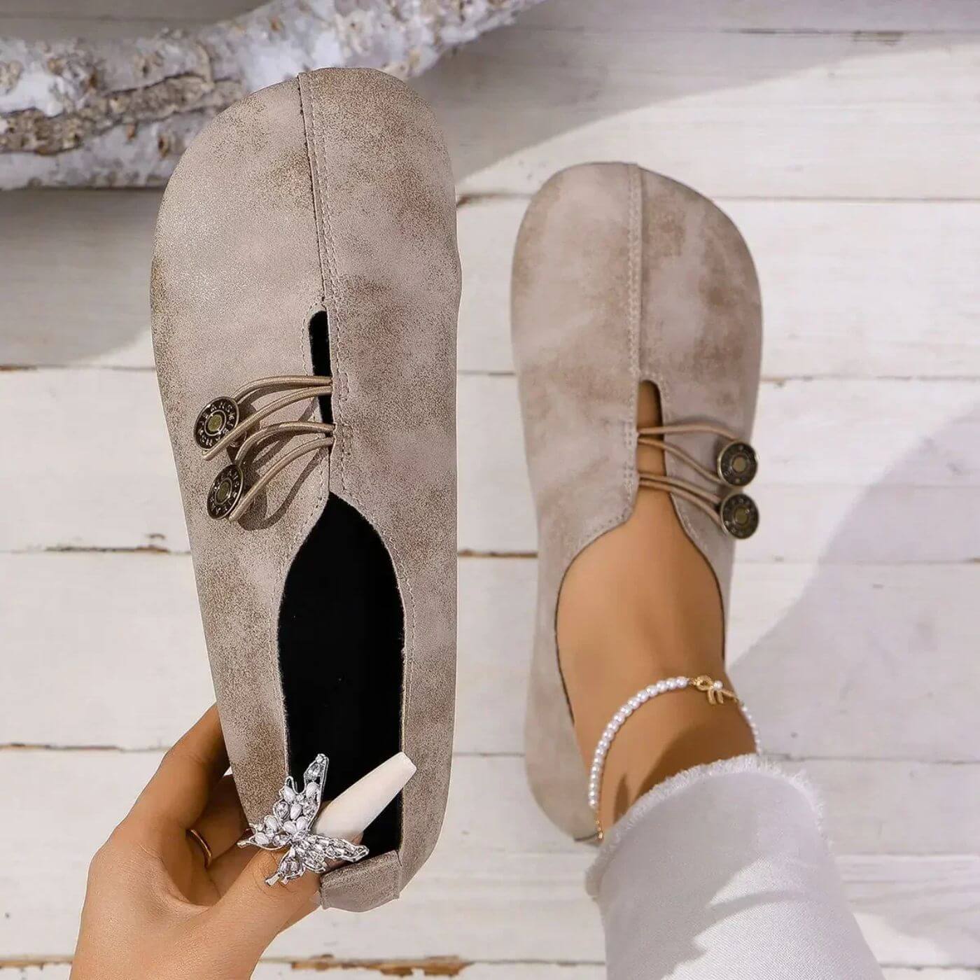 Nadine Elsworth | Black Orthopedic Flat Loafers For Women