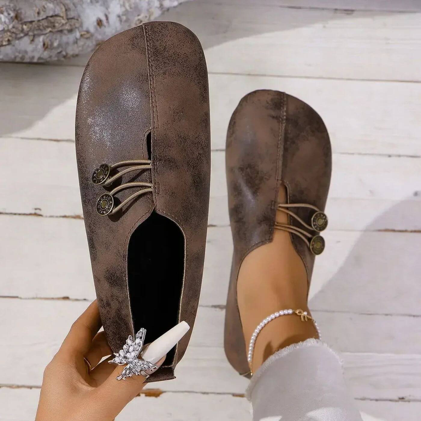 Nadine Elsworth | Black Orthopedic Flat Loafers For Women