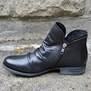 Nadine Voclaire | Purple Ruched Leather Ankle Boot For Women