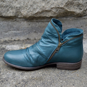 Nadine Voclaire | Purple Ruched Leather Ankle Boot For Women