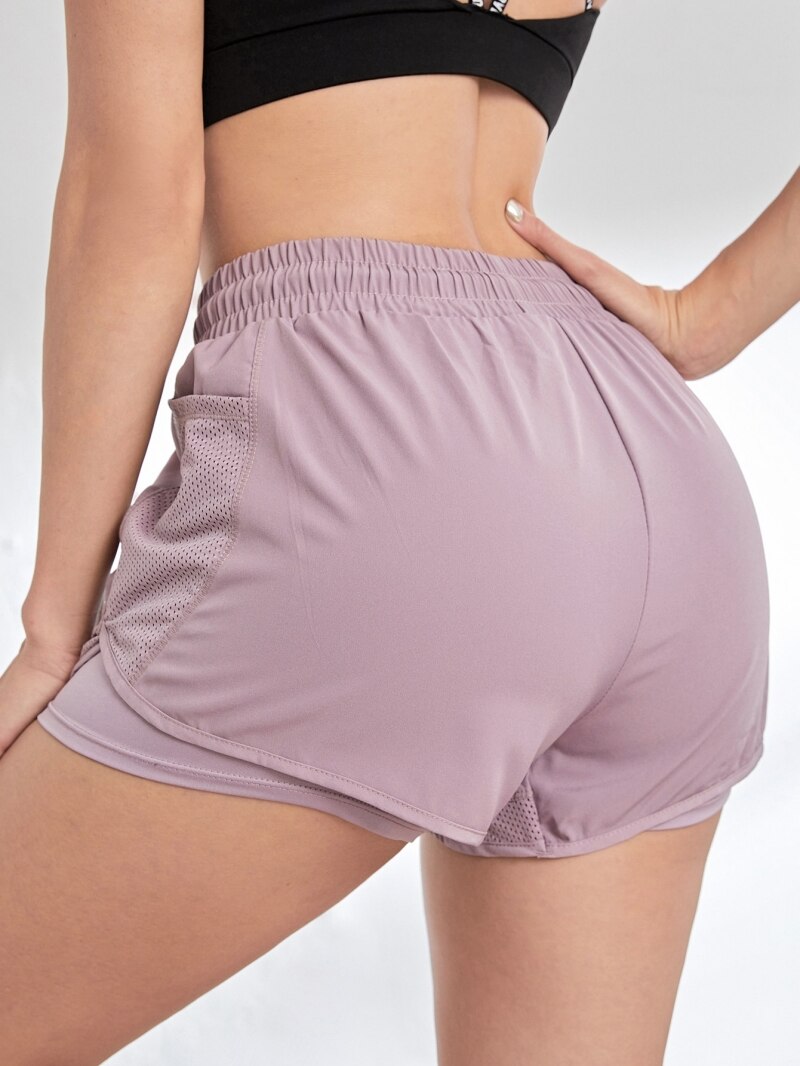 Philippa Dunmore | Black 2-in-1 Mesh Athletic Shorts with Phone Pocket
