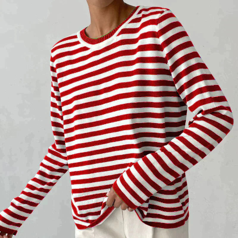 Marlowe Sinclair | Navy & White Striped Long-Sleeve Knit Top