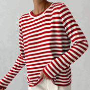 Marlowe Sinclair | Navy & White Striped Long-Sleeve Knit Top