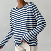Marlowe Sinclair | Navy & White Striped Long-Sleeve Knit Top