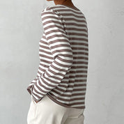 Marlowe Sinclair | Navy & White Striped Long-Sleeve Knit Top
