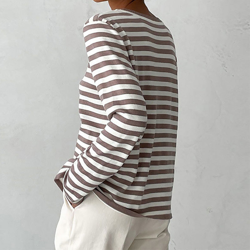 Marlowe Sinclair | Navy & White Striped Long-Sleeve Knit Top