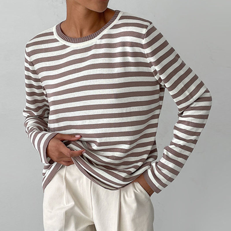 Marlowe Sinclair | Navy & White Striped Long-Sleeve Knit Top