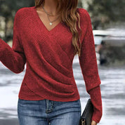 Francesca Laurent | Draped Wrap V-Neck Sweater For Women