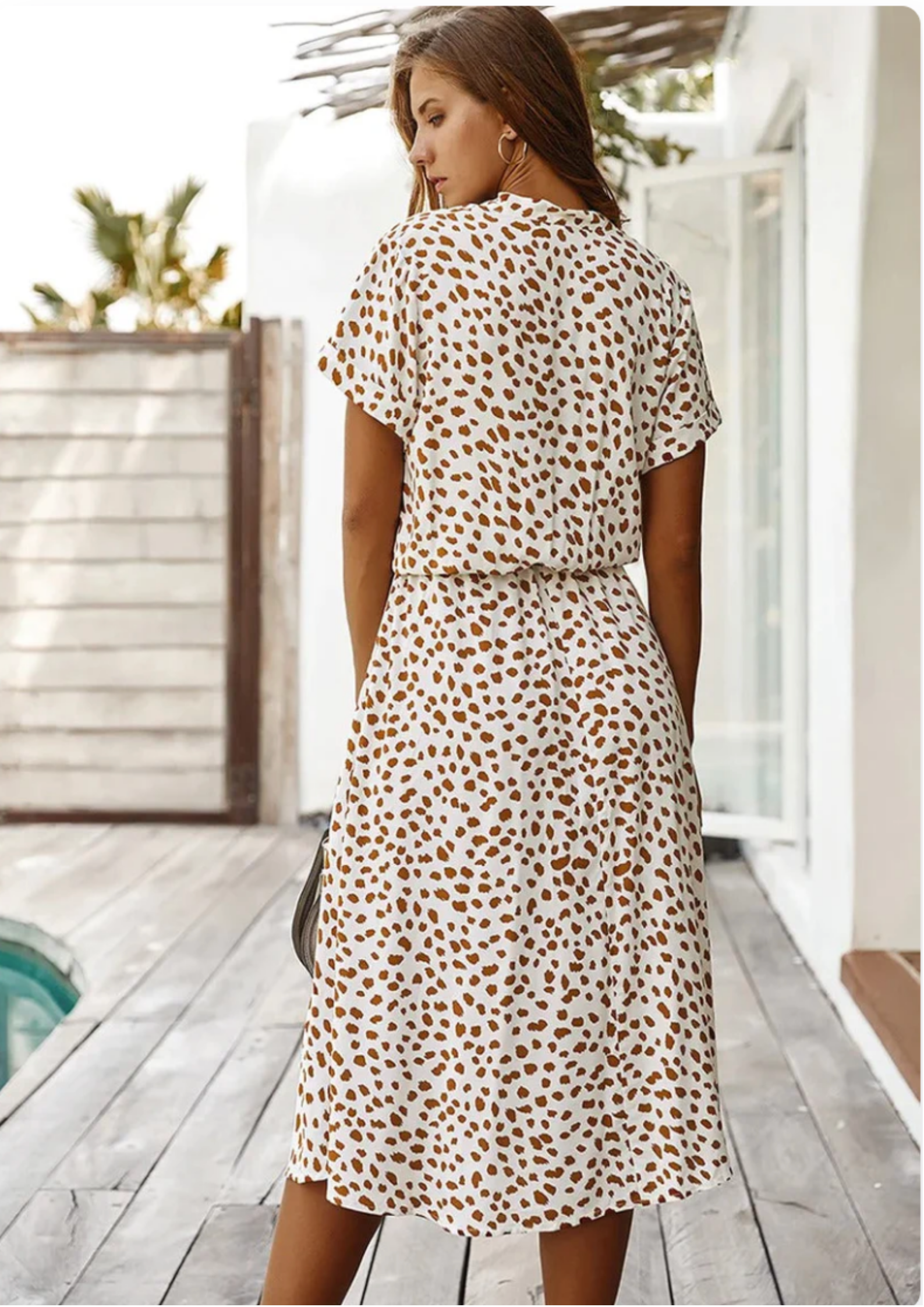 Claudette Fontainebleau | Spotted Print Button-Down Midi Dress