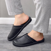 Marco Antonelli | Leather Slippers With Stitched Trim For Men