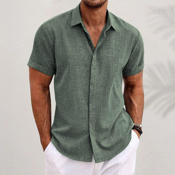 Luca Moretti | Linen Short Sleeve Shirt For Men