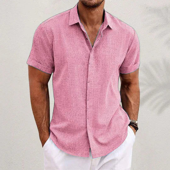 Luca Moretti | Linen Short Sleeve Shirt For Men