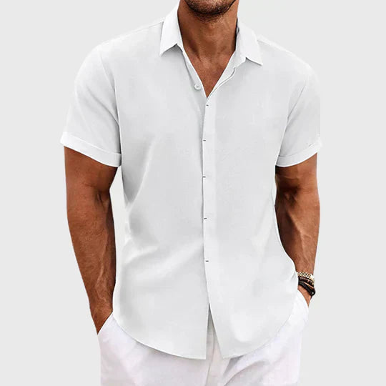 Luca Moretti | Linen Short Sleeve Shirt For Men