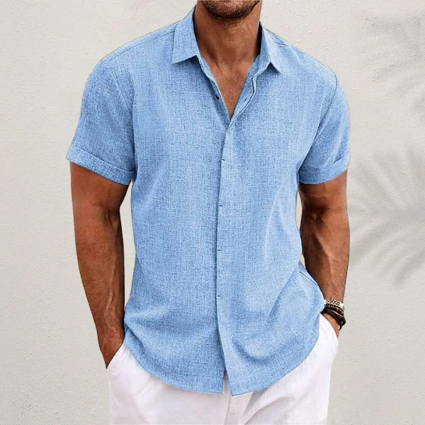 Luca Moretti | Linen Short Sleeve Shirt For Men