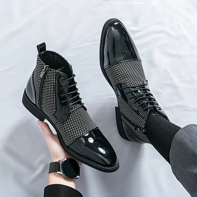 Mens-High-Top-Pointed-Toe-Derby-Shoes-Black-White-Houndstooth-3.webp