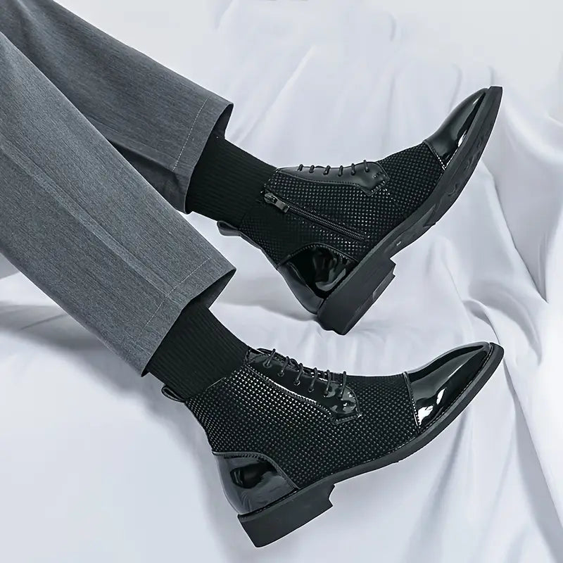 Mens-High-Top-Pointed-Toe-Derby-Shoes-Black-White-Houndstooth.webp