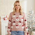 Merry Mitten | Pink Santa Face Print Christmas Sweater For Women