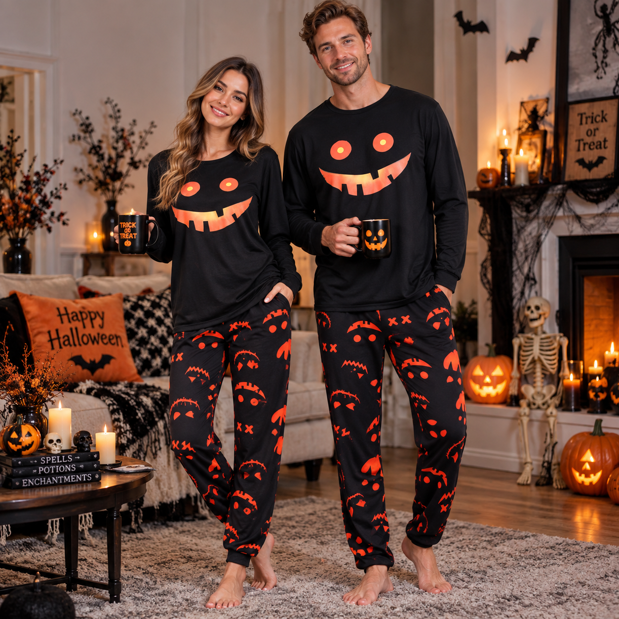 Moonlit Pumpkin | Pumpkin Grin Halloween Pyjamas For Unisex