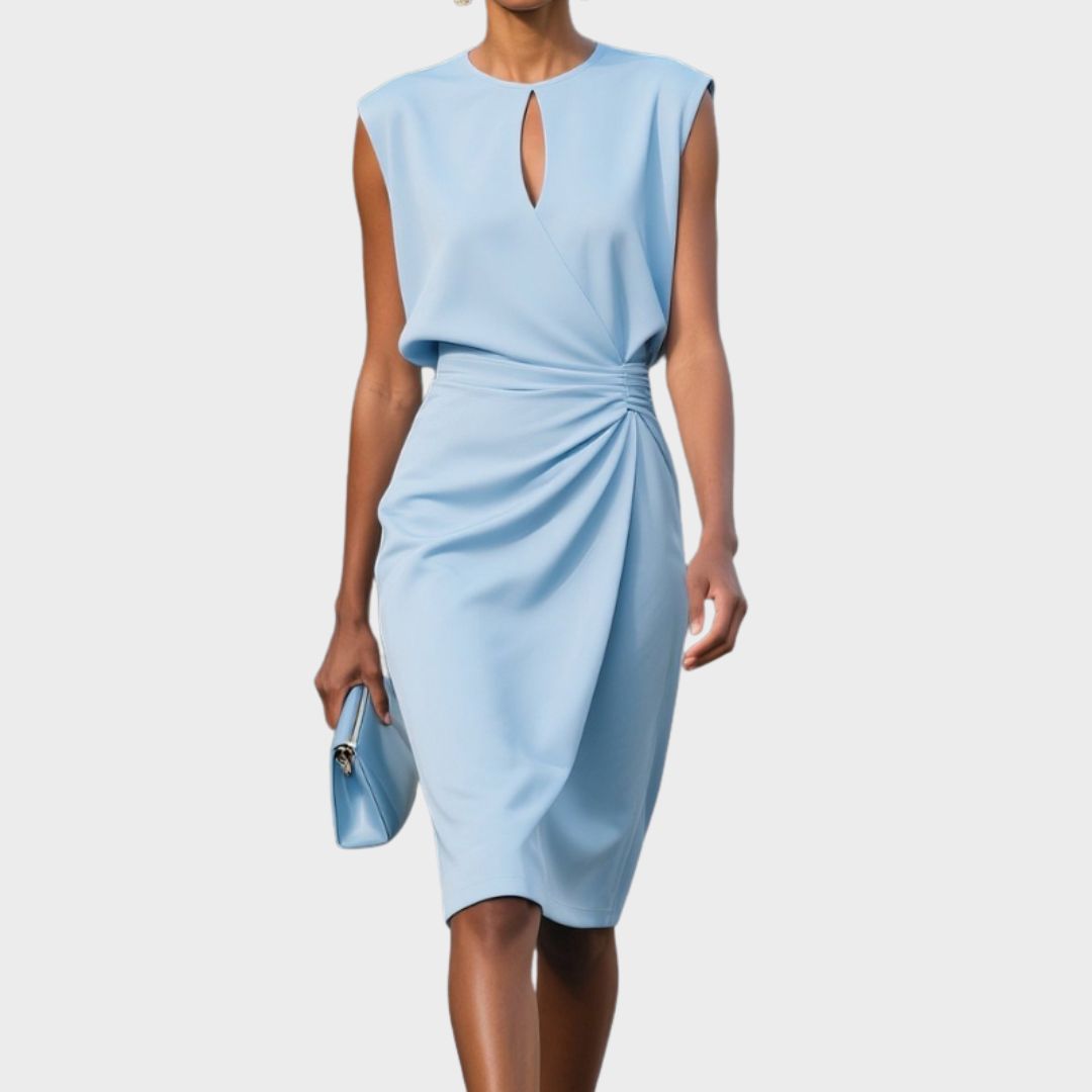Adelaide Vornbrook | Light Blue Sleeveless Keyhole Midi Dress