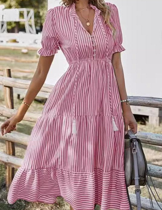 Rosalind Chevalier | Striped Boho Midi Dress For Women