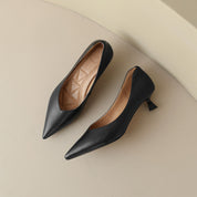 Camille Vossrenne | Nude Pointed Toe Kitten Heel Pumps