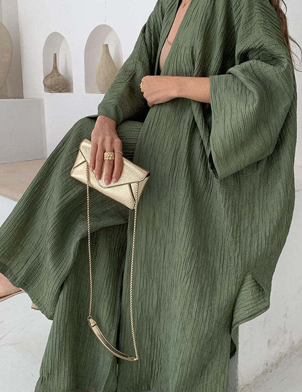 Alessia Romano | Linen Lounge Set With Kimono For Women