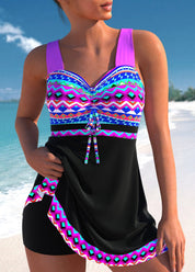 Serena Caldwell | Geometric Print Swim Dress with Built-In Shorts