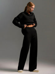 Renata Colbert | Black Wide-Leg Two-Piece Knit Set
