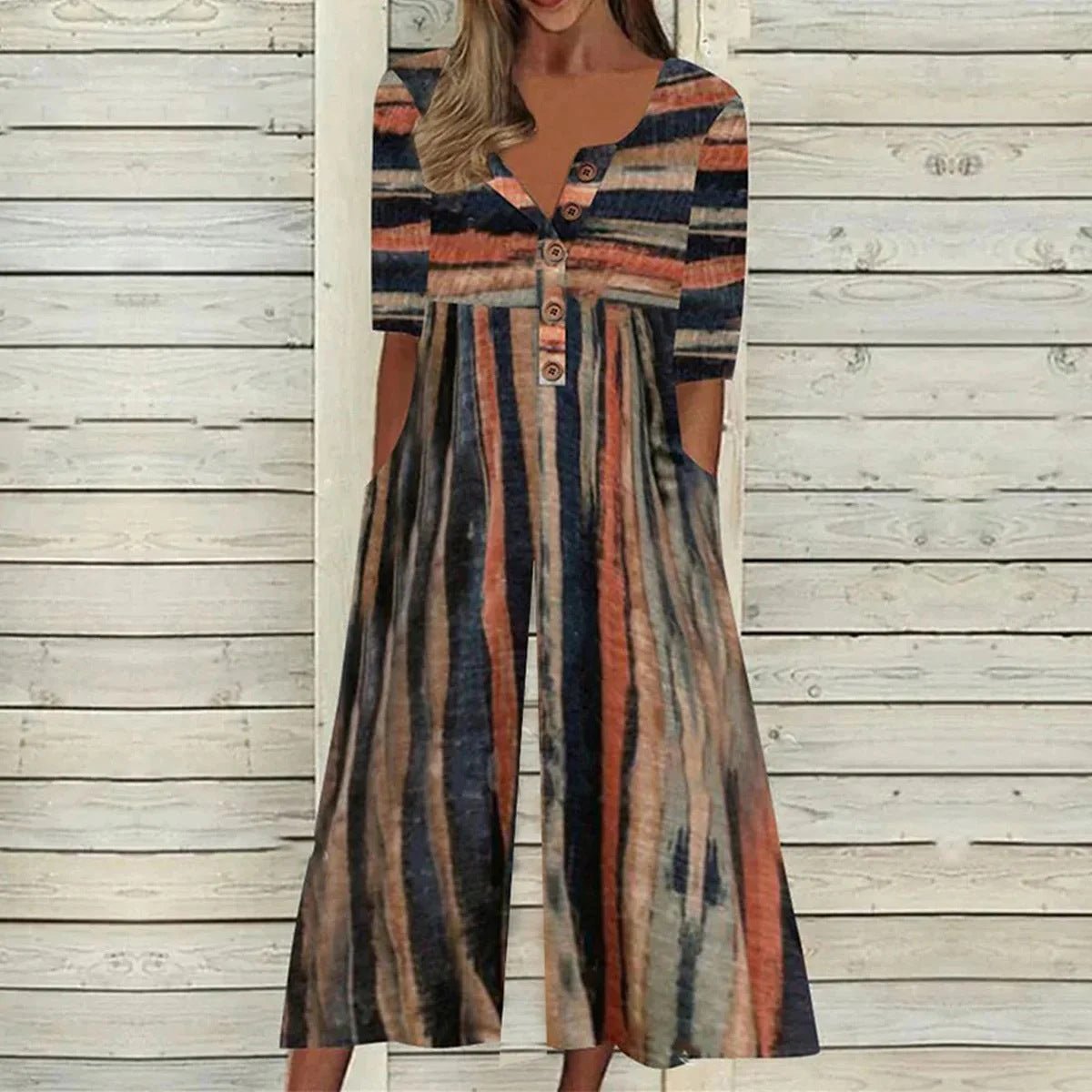Celestine Beauvoir | Blue Leaf Print Wide Leg Jumpsuit