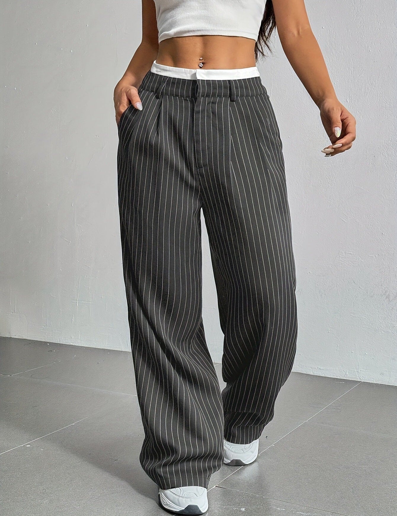 Odile Ferrand | Pinstripe Wide-Leg Trousers For Women