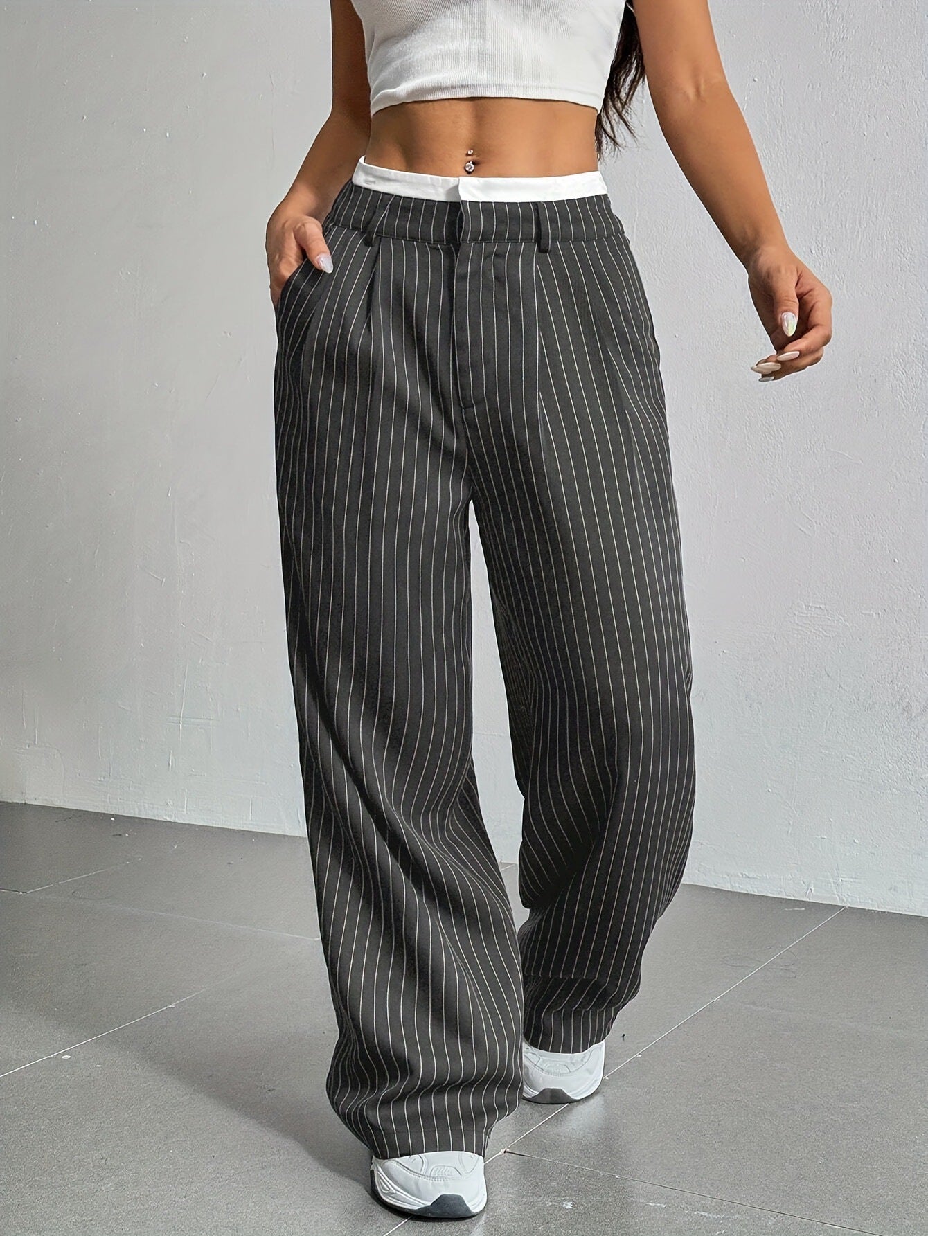 Odile Ferrand | Pinstripe Wide-Leg Trousers For Women