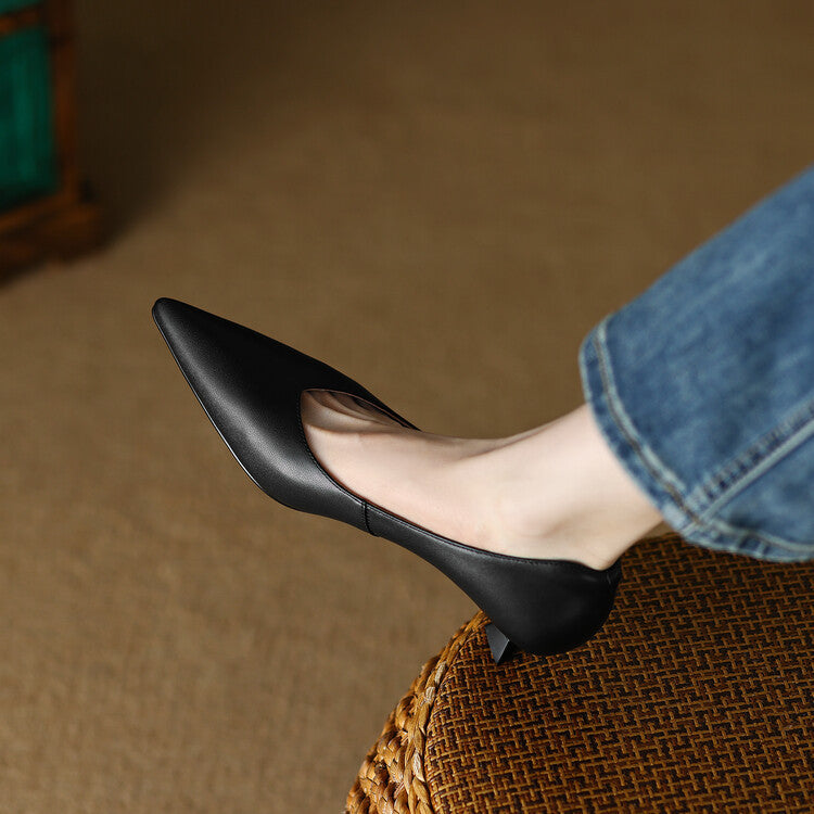 Camille Vossrenne | Nude Pointed Toe Kitten Heel Pumps