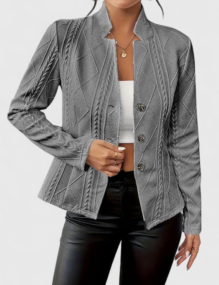 Eloise Vanthorpe | White Cable-Texture Button-Front Blazer