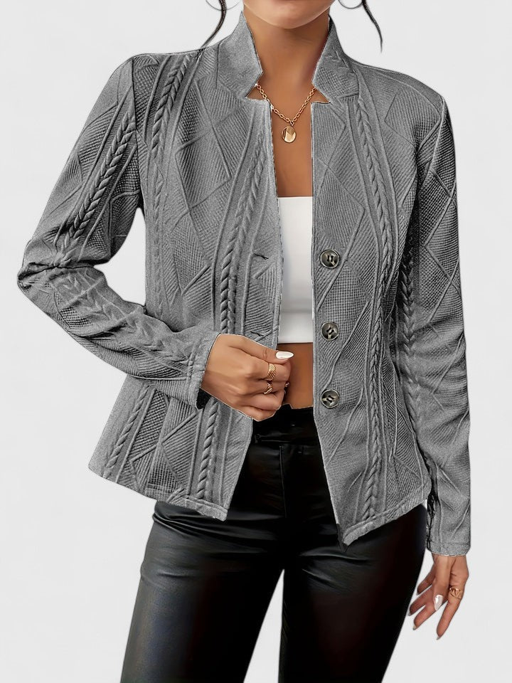 Eloise Vanthorpe | White Cable-Texture Button-Front Blazer
