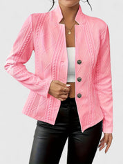 Eloise Vanthorpe | White Cable-Texture Button-Front Blazer