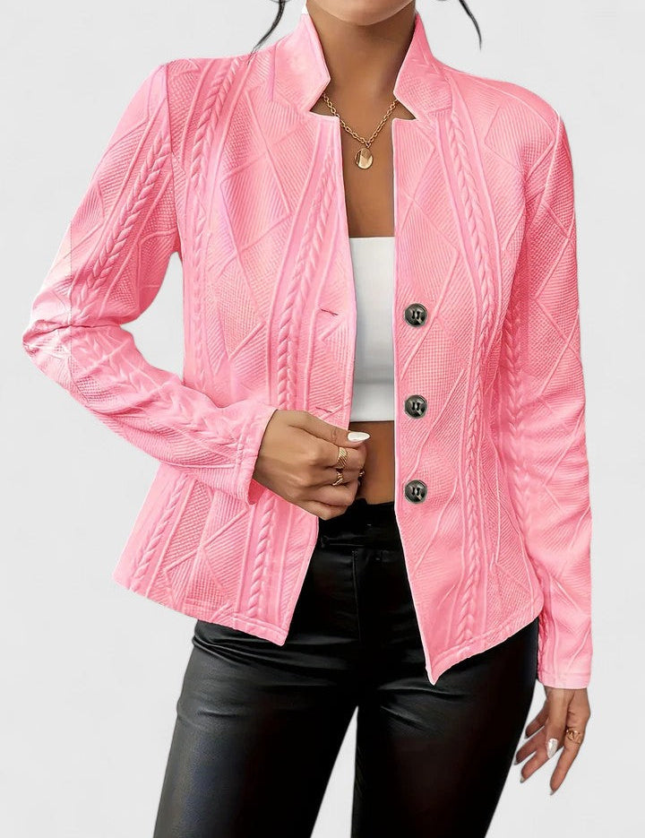 Eloise Vanthorpe | White Cable-Texture Button-Front Blazer