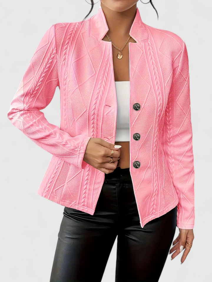 Eloise Vanthorpe | White Cable-Texture Button-Front Blazer