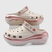 Sylvette Beauclaire | Platform Clog Sandals in Rose Gold & Cream