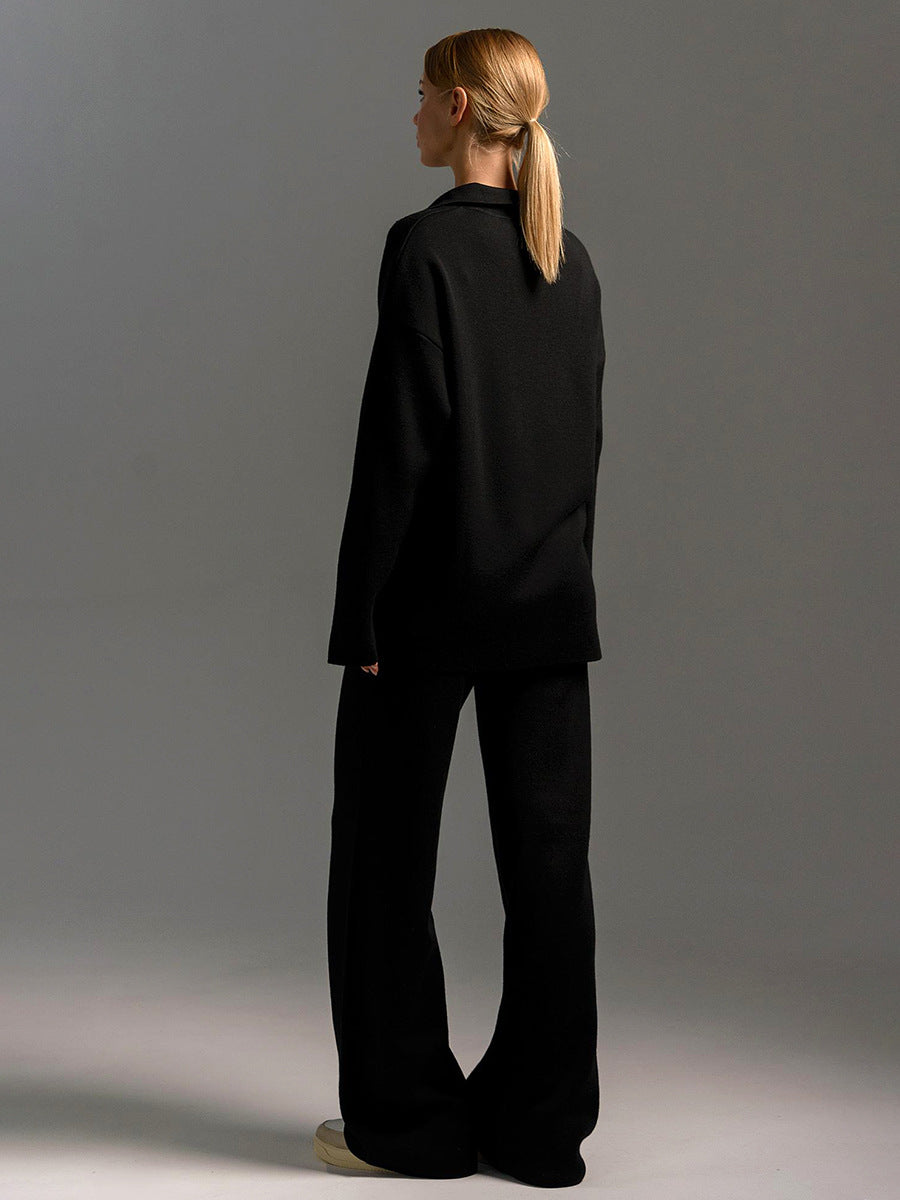 Renata Colbert | Black Wide-Leg Two-Piece Knit Set