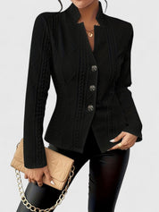 Eloise Vanthorpe | White Cable-Texture Button-Front Blazer