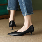 Camille Vossrenne | Nude Pointed Toe Kitten Heel Pumps
